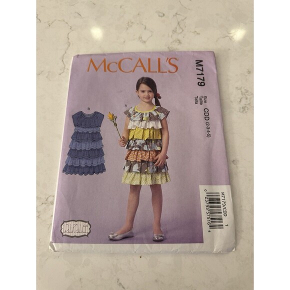 McCall's M7179 Sewing Pattern Size 2 3 4 5 Lauralee Dress Tiers Ruffles Layers - Picture 1 of 4